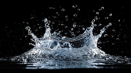 Dynamic Splash of Water Captured in Motion Against Black Background