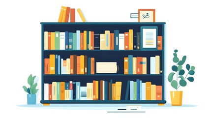 Wall Mural - a flat design of a digital library app with intuitive book search and organization