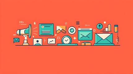 Wall Mural - a flat design of a minimalist email app with clear inbox organization and intuitive navigation