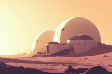 Canvas Print - Futuristic Domes and Buildings on an Alien Planet