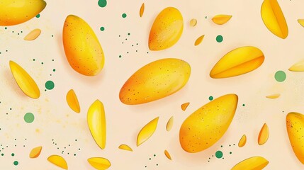 Vibrant Scattered Mango Slices in Digital