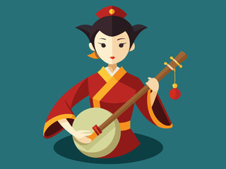 Wall Mural - Vector illustration of traditional chinese liuqin
