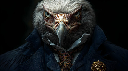 Wall Mural - A stylized eagle in a formal outfit, exuding a regal presence.