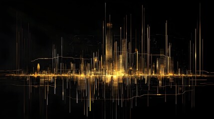 Wall Mural - Futuristic Geometric Golden Lines Forming Abstract Cityscape Background for Architectural Concepts