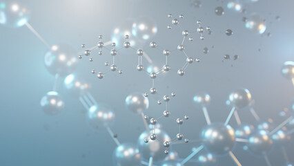 Sticker - seliciclib molecular structure, 3d model molecule, roscovitine, structural chemical formula view from a microscope