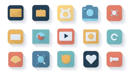 Wall Mural - flat design of a minimalist icon set that looks crisp and clear at different sizes