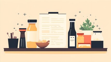 Wall Mural - flat design of a recipe card with large, easy-to-read typography
