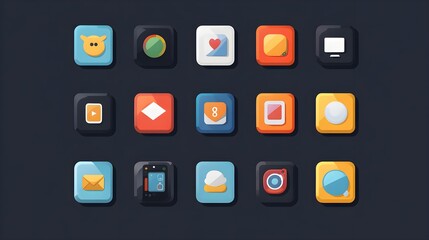 Wall Mural - a flat design of a food app icon that scales effectively for various screen resolutions