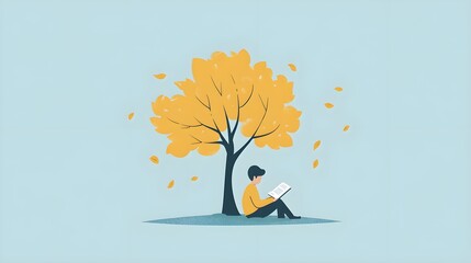 Wall Mural - a flat design of a person jogging on a trail with clean lines