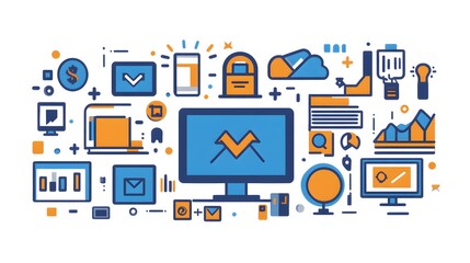 Wall Mural - a flat design of a digital portfolio with uniform typography and image styles
