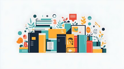 Wall Mural - flat design of a magazine cover with strong, eye-catching sans-serif fonts