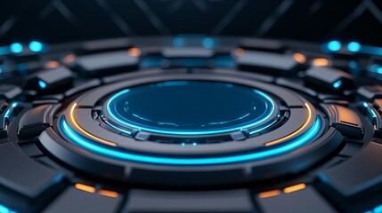 Database architecture refinement, holographic tools, futuristic workspace, blue glow