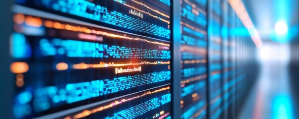 Digital database management, virtual screens, coder refining, blue tones