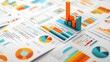 © Namwan - 1. A 3D paper cut art illustration of a business plan document with layered pages showing charts, graphs, and financial data, set against a solid white background