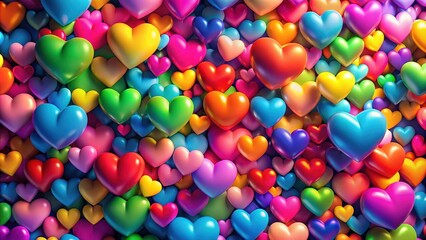 Wall Mural - Vibrant background of colorful hearts