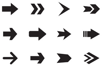 Arrow icon set. Mega bundle set. Collection different arrows sign. Arrow icon vector set. Contains symbol of various arrow head point shape, play, pause, next button symbol. Vector illustration.