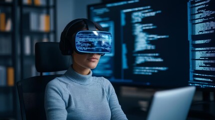 Virtual reality database coding, programmer with augmented reality screens
