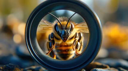 Honey bee view through the Camera lens