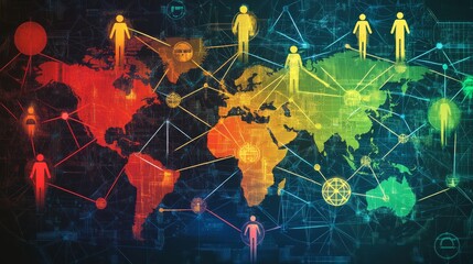 Wall Mural - Global Network of Digital Connections