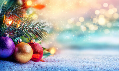 Colorful festive background with ornaments.