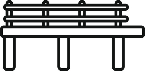 Sticker - Simple black and white icon of a wooden bench with backrest standing on four legs