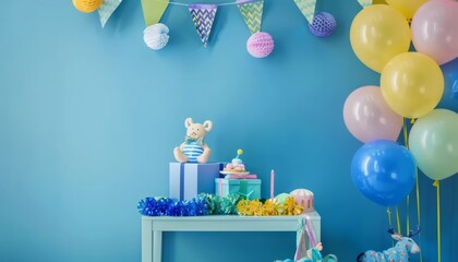 Blue-themed Baby Birthday Bash: Gifts, Toys, Balloons, and More!