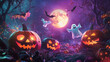 © StayYoung21 - halloween background with pumpkins