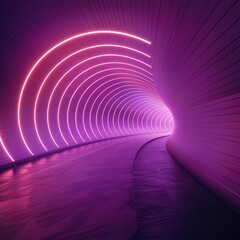 Sticker - A vibrant neon tunnel with glowing pink lights, creating a dynamic and futuristic atmosphere for creative projects.