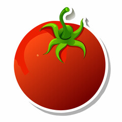 Wall Mural - Tomato sticker design on a isolated white background (1)