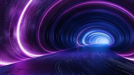 Sticker - A vibrant tunnel with glowing neon lights in shades of blue and purple, creating a dynamic and futuristic atmosphere.