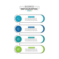 Poster - Business infographic template. 4 Step timeline journey. Process diagram, Infographic elements vector illustration.