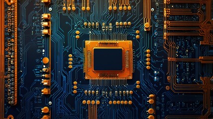 Orange, blue technology background/Orange and blue technology background circuit board and code