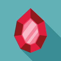 Sticker - Red gemstone shining with bright facets on a blue background, perfect for topics like jewelry, luxury, and elegance