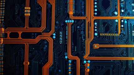 Orange, blue technology background/Orange and blue technology background circuit board and code