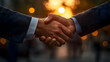 © Siasart Studio - Two hands shaking in a business agreement at sunset.