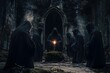 © Siriroj - Sinister Cult Performing Arcane Rituals under the Full Moon in Abandoned Chapel Ruins