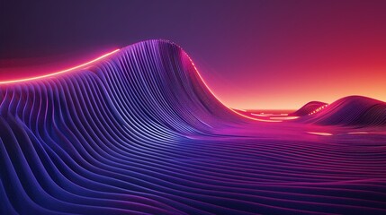 Sticker - Vibrant digital landscape featuring flowing lines and neon colors, creating a dynamic and futuristic atmosphere.