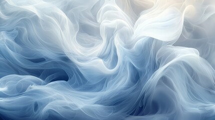 Wall Mural - wisps of translucent blue smoke swirling gently in a soft abstract pattern against a pale background