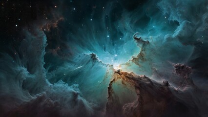 Wall Mural - A vibrant nebula in the cosmos, with swirling clouds of gas and dust.