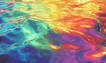 Wall Mural - A colorful water surface with a rainbow effect