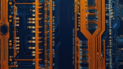 Orange, blue technology background/Orange and blue technology background circuit board and code