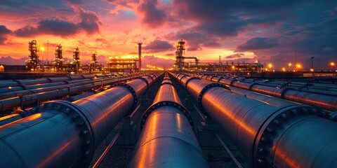 Wall Mural - Industrial pipeline gas and oil processing