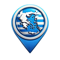 Map pointer button design showcasing Greece's colors