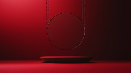 Poster - A minimalist red background with a round shape in the center, featuring a prominent chain.