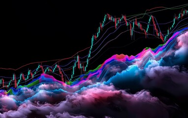 Wall Mural - A stock chart with Ichimoku clouds, displaying clear bullish momentum as price moves above the cloud