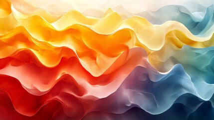 Wall Mural - colorful waves of fabric flow gracefully, creating a dynamic abstract display of orange, red, yellow