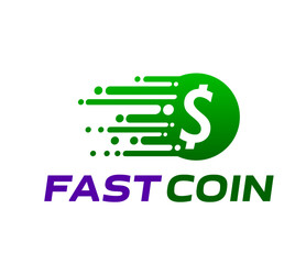 Poster - Fast money icon. Quick transfer and cash exchange, pay credit and digital wallet transfer. Vector emblem with dollar symbol and speed lines. Financial transaction sign for financial or fintech company
