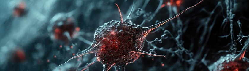 Wall Mural - a detailed microscopic view of a cell showcasing intricate structures and vibrant colors, highlighti
