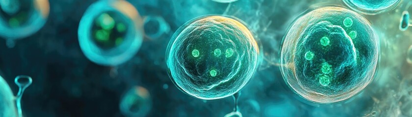 Wall Mural - colorful microscopic view of cells, showcasing their unique structures and vibrant details at a cell