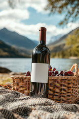 Wall Mural - Bottle of wine with an blank mock-up label